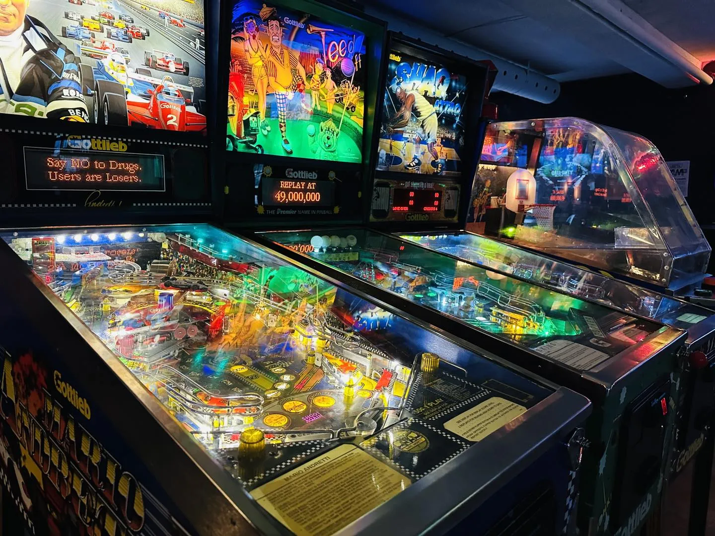 Pinball machines and arcade cabinets on the District Beta floor in Sarnia